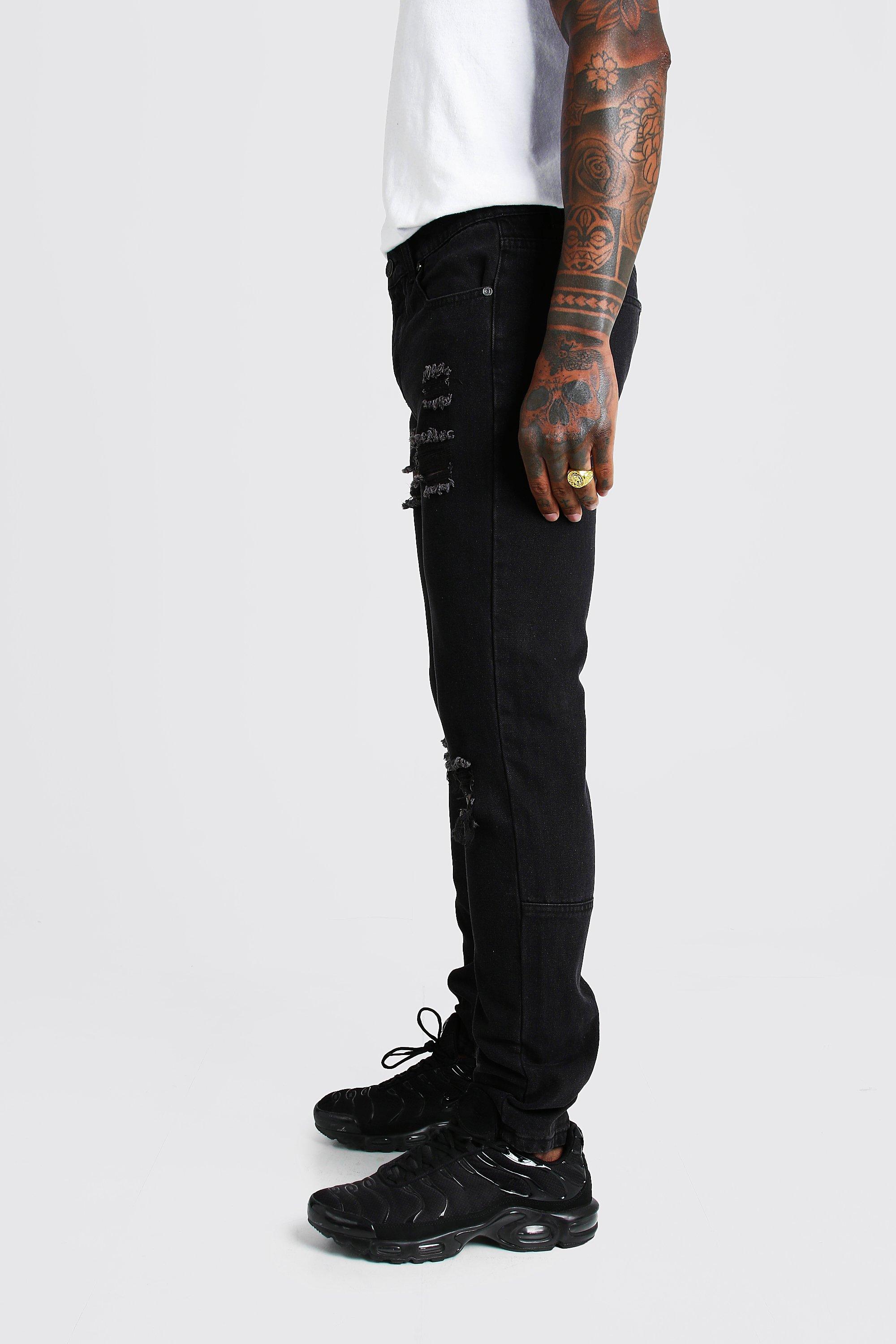 Jean skinny d chir aux genoux avec fermetures clair aux